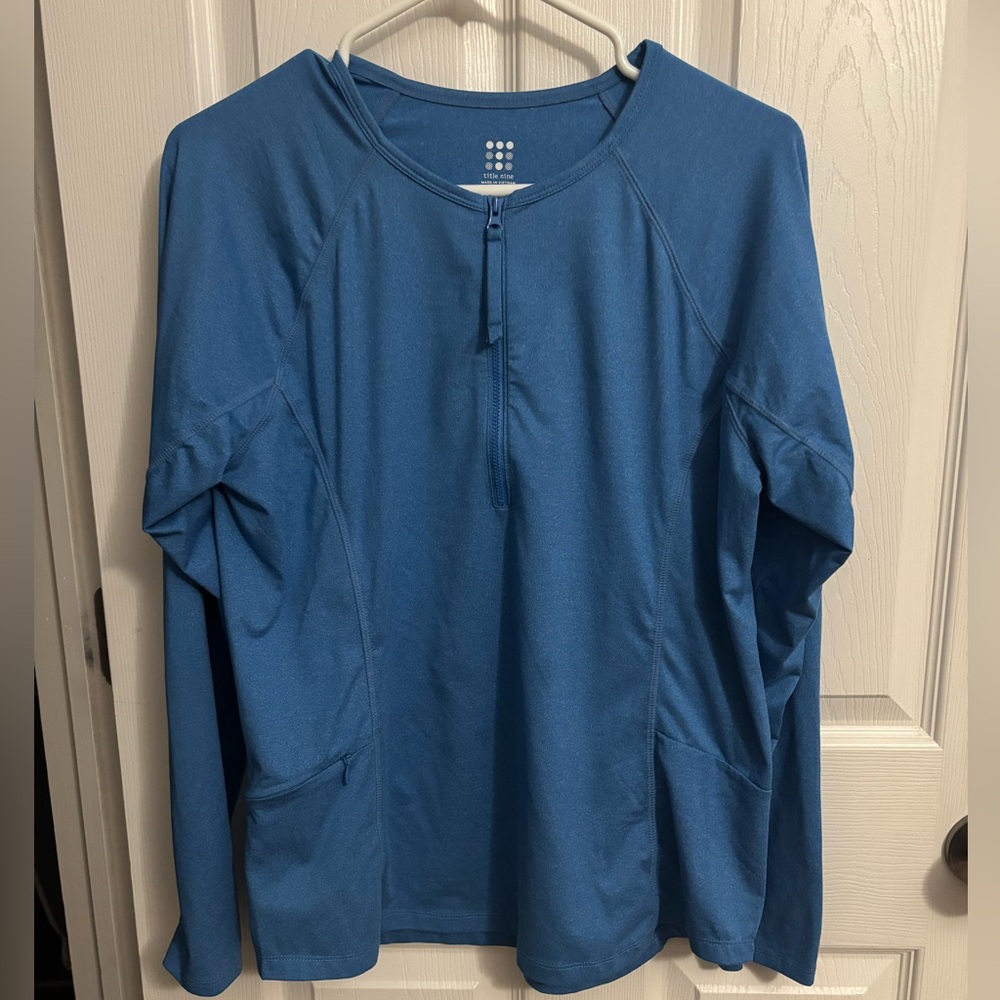 Title Nine | Athletic Sunbuster Long Sleeve Jersey Blue Shirt Women's‎ Sz L